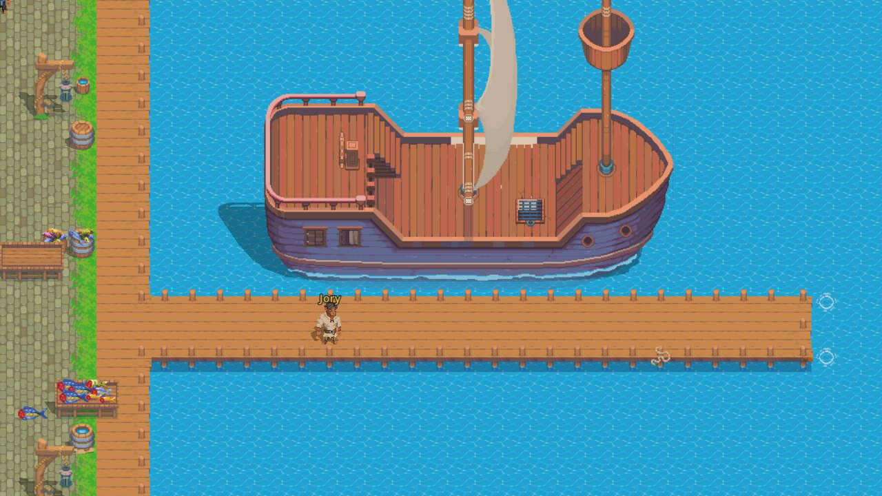 Jory's ship at the port, ready to sail for Sanctum isle
